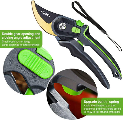 Pruning Shears, Heavy Duty Handheld Gardening Scissors, High Carbon Steel Plant Shears Use for Gardening Pruners, Floral Shrubs and Vines, Professional labor-saving Secateurs