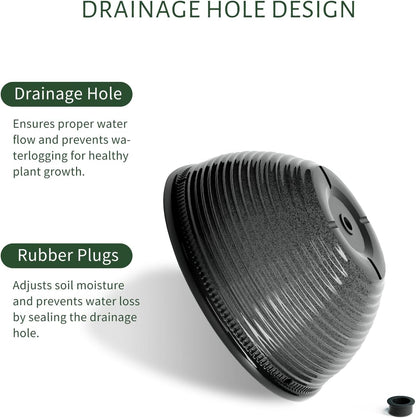 2 Pack Hanging Planters for Indoor Outdoor Plants, 10 Inch Hanging Planter with Drainage Hole & Plug Glazed Hanging Baskets Flower Pots for Garden Home (Black)