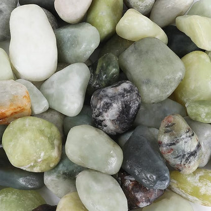 5lbs Natural River Rocks, Polished Pebbles for Plants Garden, 1-2 inch Decorative Jade Stones, Ideal for Fish Tank, Vases, Crafting, Home Decor and Garden Landscaping Rocks,Jade