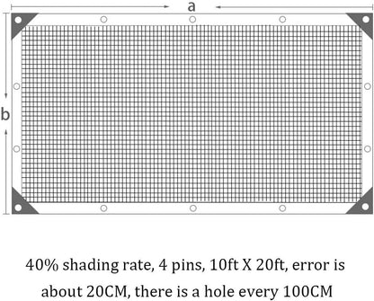 winemana 40% Black Shade Cloth, 10 x 20 FT Durable Mesh Tarp with Grommets, Resistant Garden Sun Shade Netting, Shading Antifreezing for Pergola, Greenhouse, Plants Growing, Chicken Coop