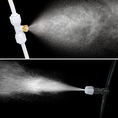 HOMENOTE 10 Pack Brass Misting Nozzles for Outdoor Cooling System, Mister Replacement Nozzles Tee and Plugs for 1/4" Tubing