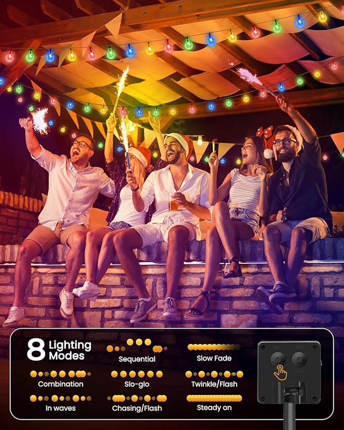 Solar String Lights Outdoor Waterproof, 2-Pack 120 LED 72Ft Total, Solar Powered Globe Patio Lights with 8 Lighting Modes for Garden Yard Porch Wedding Party Decor (Multicolor)