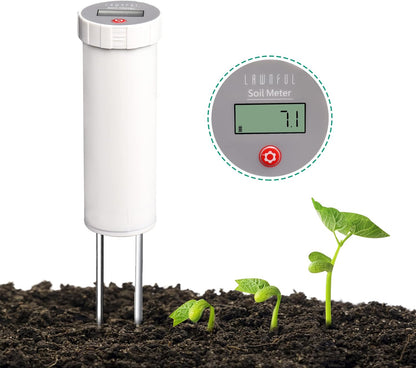 Digital Soil pH Meter, Industrial Grade Soil pH Tester with Calibration-Free LCD Display, High Accuracy Soil pH Pen, Soil pH Monitor for Garden, Lawn, Plant (White)