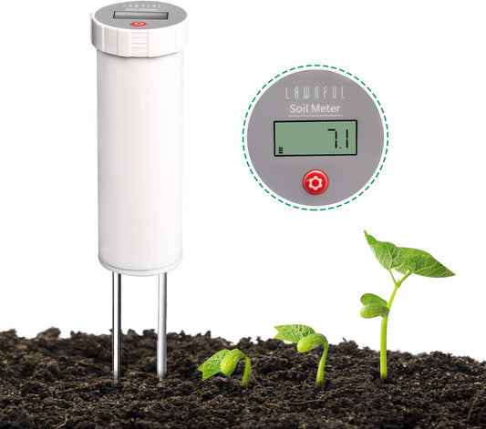 Digital Soil pH Meter, Industrial Grade Soil pH Tester with Calibration-Free LCD Display, High Accuracy Soil pH Pen, Soil pH Monitor for Garden, Lawn, Plant (White)