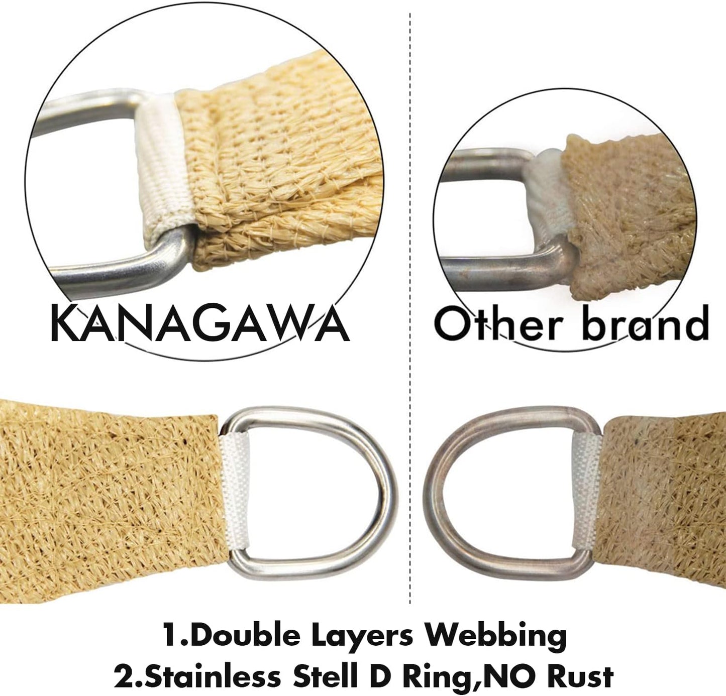 KANAGAWA 10'X16' Sand Custom Size Sun Shade Sail Rectangle UV Block Canopy Cover for Patio Backyard Lawn Garden Outdoor (Customized Available)