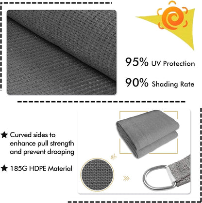 KANAGAWA Sun Shade Sail 12'x16' Dark Gray Rectangle UV Block Canopy Awning Shelter Fabric Cloth Screen for Outdoor Patio Garden Backyard Activities