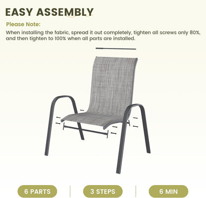 UDPATIO Patio Chairs Set of 4, Stackable Outdoor Dining Chairs with High Back, Breathable Textilene Fabric Outdoor Chair All Weather, 350LBS Capacity for Garden, Backyard (Light Grey)