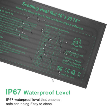 Seedling Heat Mat 4 Pack, MET Certified Heating Mat for Plants Grow Seed Starting Greenhouse, Waterproof Durable Germination Warm Hydroponic Heating Pad