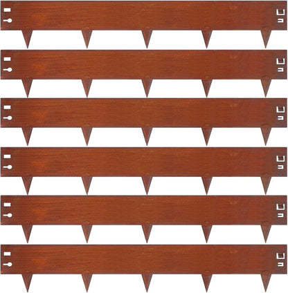 42" L X 9.4" H Corten Steel Landscape Edging, 6 Pack Hammer in Landscape Edging,Garden Edging Border for Lawn, Flower Bed, Yard (Rust-Colored)