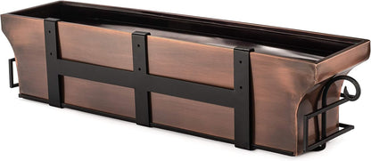 H Potter Window Planter Box Copper Outdoor Flower Plant Container for Windows Attach to House Deck Balcony Long Rectangular Shape 36 Inch Length