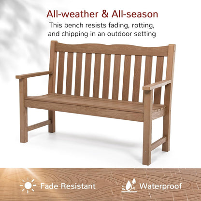 Stoog All-Weather Garden Bench & Chairs Set, 3-Piece Patio Furniture Set, Include 2 Outdoor Chairs and 1 Outdoor Bench, Teak