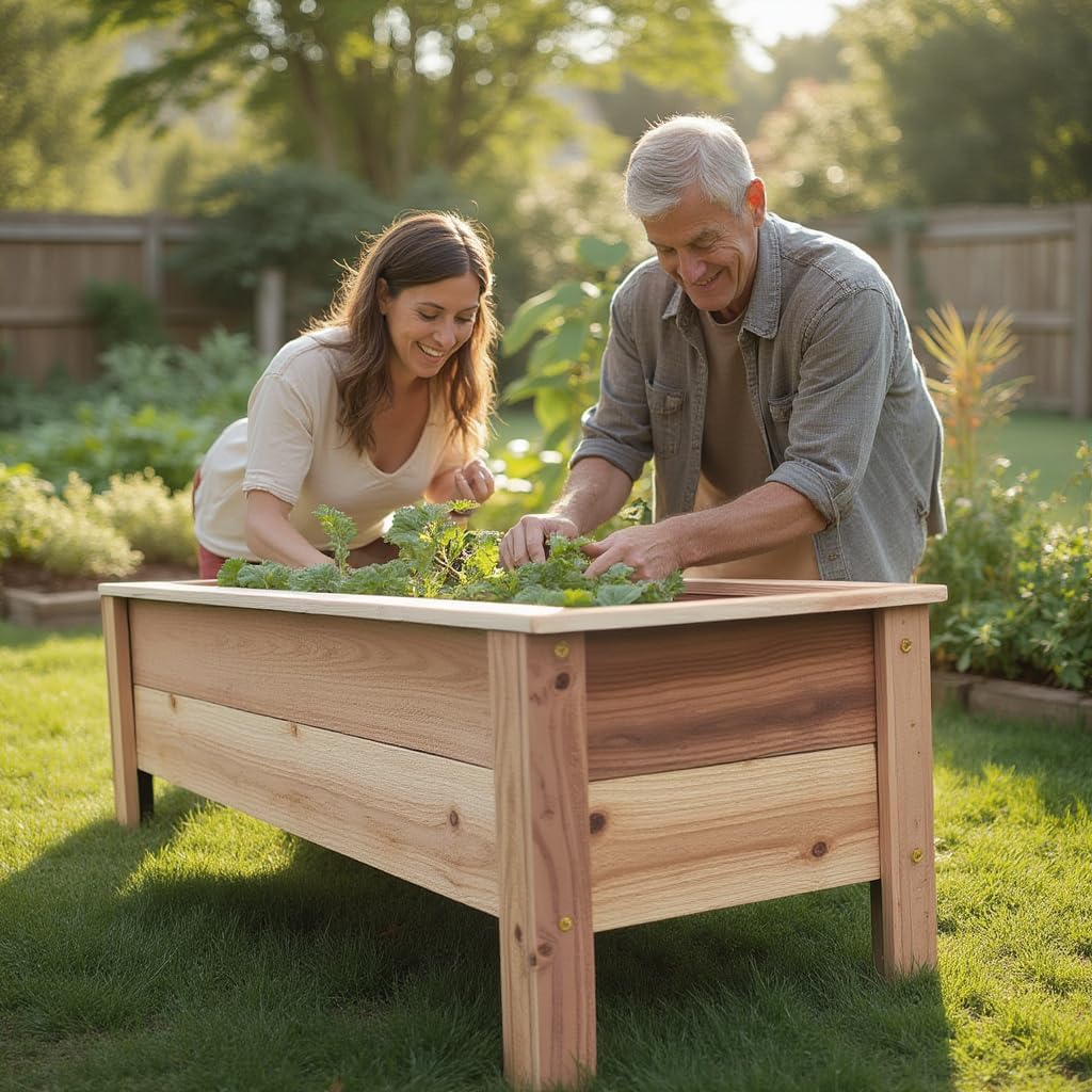Handmade Custom Heavy Duty Rectangular Raised Cedar Wood Garden Planter Box – 46", 36", 24" – Indoor/Outdoor Farmhouse Style for Flowers & Vegetables – Made in USA (36" L x 15.5" W x 16.5" H)