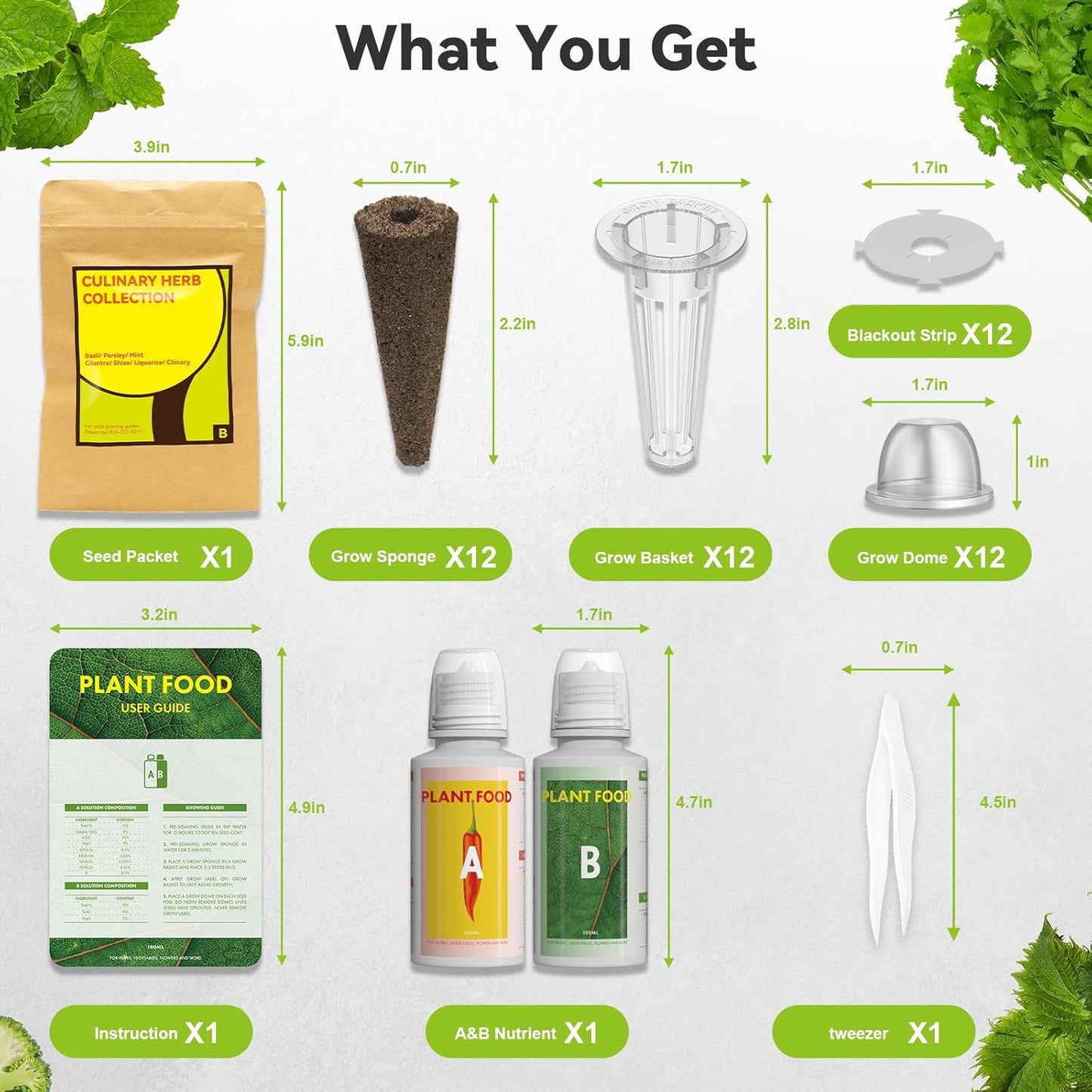 12-Pod Gourmet Herb Basil Seed Pod Kit for AeroGarden, Ahopegarden Hydroponic Garden, Basil, Mint, Cilantro, Parsley, Shiso, Chicory, Liquorice, 400+ Seeds