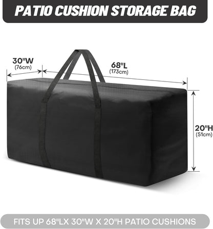 Outdoor Cushion Storage Bags 68 Inch Waterproof Extra-Large Patio Cushion Storage with Zipper & Padded Handle for Patio Furniture Christmas Tree