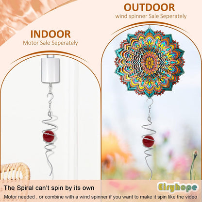 Gazing Ball Spiral Tail with Red Glass Orb - 13" Wind Spinner Stabilizer with Swivel Hook, Hanging Decor for Indoor Outdoor Garden Decor Rotating Art Ornament Christmas Décor & Unique Gift