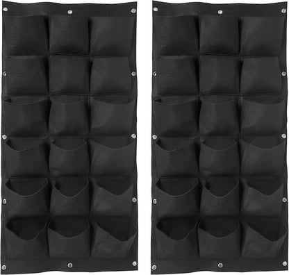 ZOENHOU 2 Pack Total 36 Roomy Pockets Vertical Garden Planter, Wall-Hanging Flower Pot Bags, Felt Wall Mount Balcony Planter Pouch for Herbs, Succulent, Flowers and Vegetables
