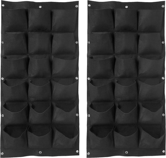 ZOENHOU 2 Pack Total 36 Roomy Pockets Vertical Garden Planter, Wall-Hanging Flower Pot Bags, Felt Wall Mount Balcony Planter Pouch for Herbs, Succulent, Flowers and Vegetables