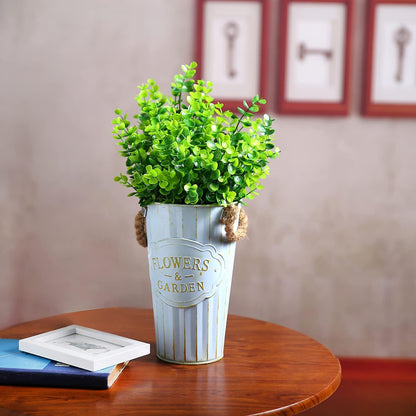 Artificial Plants Flowers Grass Shrubs 8 Pack No Fade Faux Plastic Flowers Outdoor for Farmhouse Garden Porch Patio Indoor Wedding Decoration Greenery Fake Plants uv Resistant (1#Green)