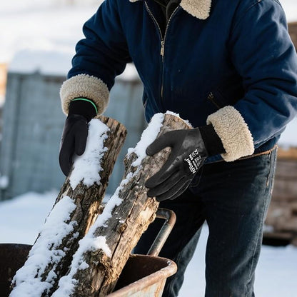 Waterproof Work Gloves for Men and Women, Hycool Thermal Insulated Freezer Rubber Coated Gloves,Super Grip L6201