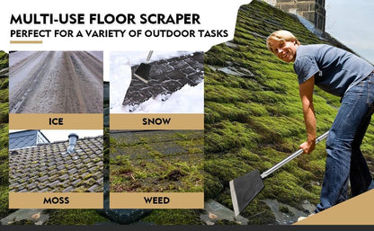 Garden Shovel, Floor Cleaning Scraper Tool, Snow Shovel Ice Scraper, 47 inch Weed Removal Tool with 3 Sections Long Handle for Moss,Sidewalks, Driveway Yard Working - Heavy Duty
