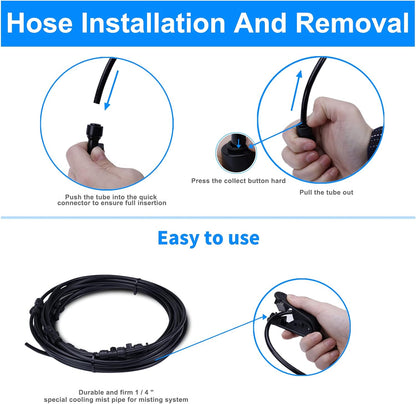 Fogland Pump Misting System: Outdoor Misting System 49ft Misting Cooling System with 16pcs 0.016" Orifice Thread Stainless Steel Misting Nozzle for Patio Garden Backyard