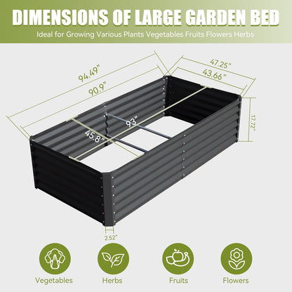 Domi Galvanized Raised Garden Bed, Outdoor Planter Garden Boxes Large Metal Planter Box for Gardening Vegetables Fruits Flowers, Dark Grey (8x4x1.5ft)