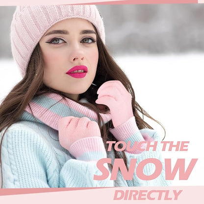 SATINIOR Magic Winter Gloves Unisex Gloves Knit Stretchy Mitten Full Fingers Warm Mitten for Men Women Sports