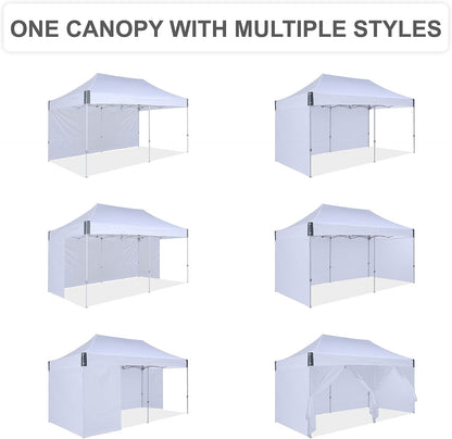 10x20 pop up Canopy Tent, Eazy up Outdoor Patio Canopy Tent with sidewalls, Heavy Duty Commercial Instant Canopy Tent with Sand Bags for Deck, Party, Camping, Backyard, Playground, White