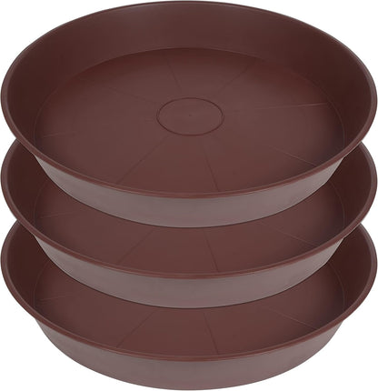 3 Pack of 20 22 inch Plant Saucer (19.2 Inch Base), 3.6" Depth Tray, Large Garden Plastic Flower Planter Plant Trays for Indoors Outdoor (22", Chocolate)