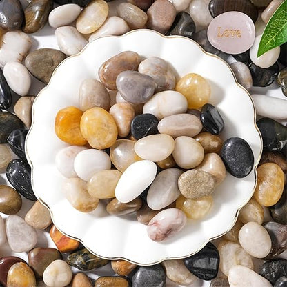 SIDONG 5 LB Mixed River Rocks, 0.3-0.5 Inches High Polished Pebbles for Indoor Plants, Aquarium Rocks Used in Fish Tank, Decorative Stones for Plants, Vases, Home Décor, Crafting, Garden Landscaping