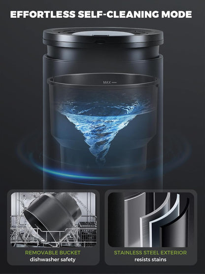 Electric Composter for Kitchen Smart Odorless Countertop Compost Bin Machine Quiet Larger 4.5L Indoor Food Cycler with Auto Cleaning, 3 Modes, 2 Carbon Packs, Turn Food Waste into Fertilizer