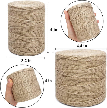 1000FT Jute Twine Rope 3mm Natural Thick Garden Twine String Heavy Duty for Gardening Bundling Crafts Arts Gift Wrapping Packing Material Wedding Christmas Decoration Bulk