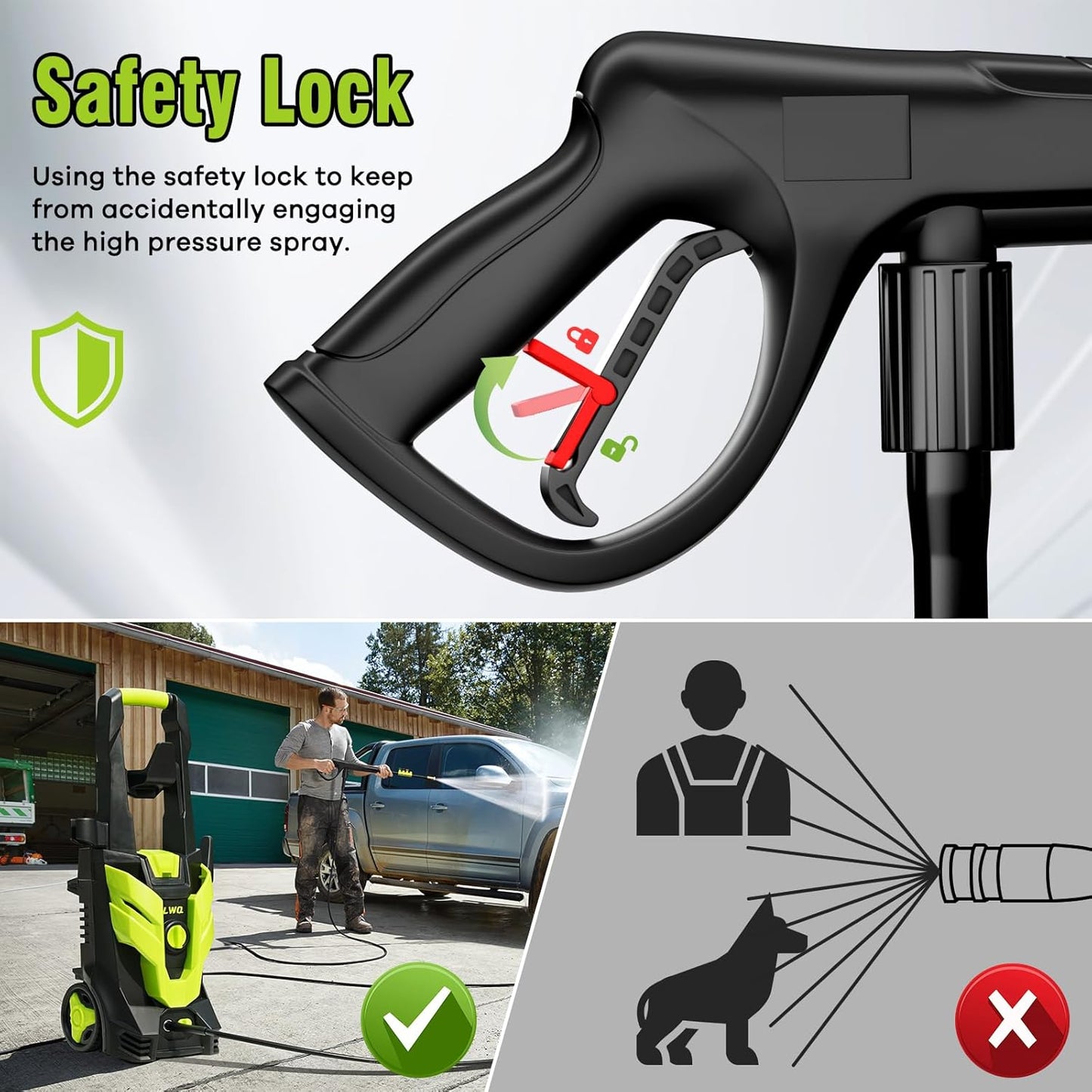 Pressure Washer, Power Washer with 4 Quick Connect Nozzles, High Pressure Cleaning Machine with Foam Cannon for Cars/Fences/Driveways/Patios/Home Cleaning