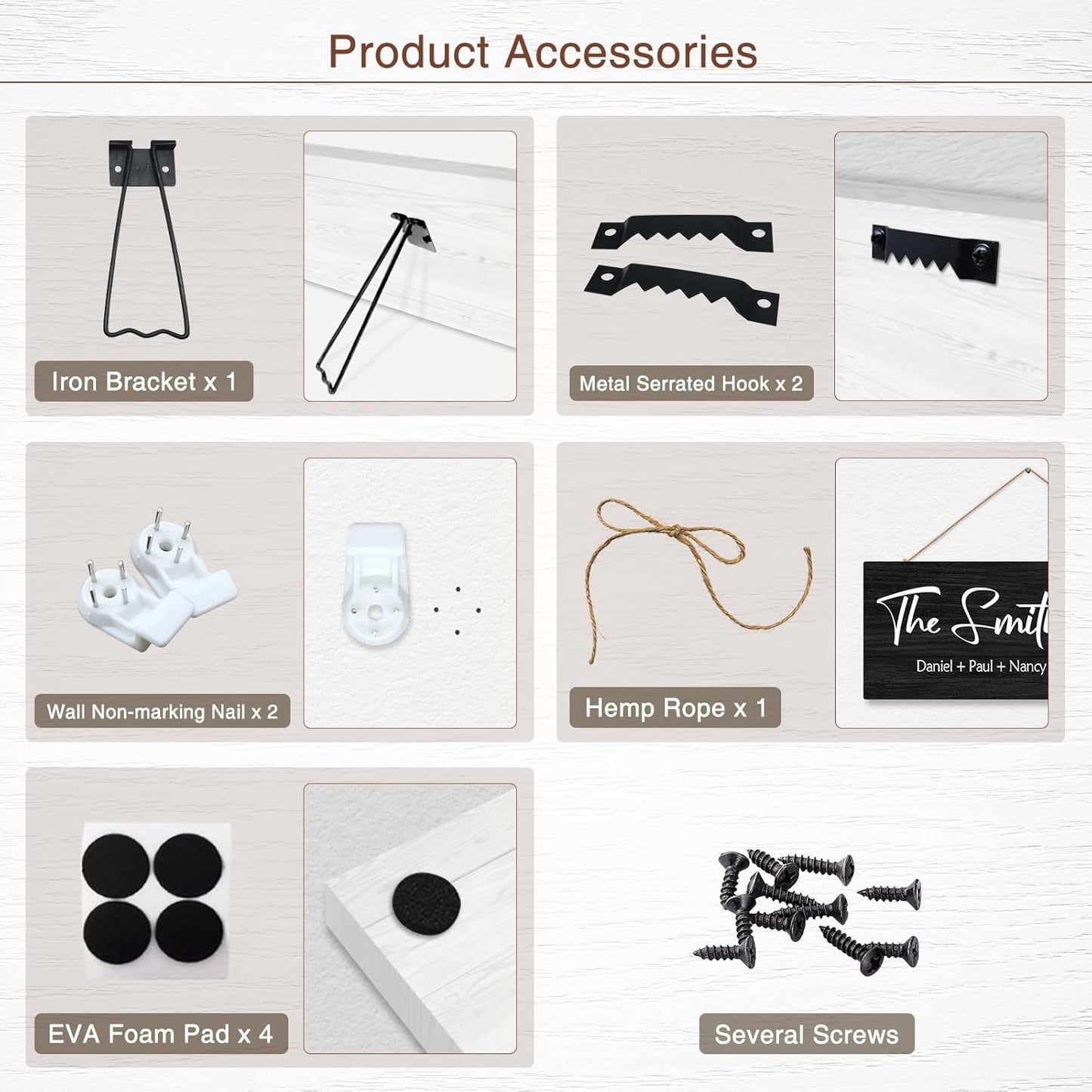 Bemaystar Personalized Family Name Wooden Sign, Rustic Farmhouse Decor - Home & Wedding Gift, 16" x 6"