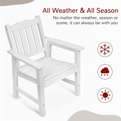 All-Weather Patio Chairs Set of 2, HIPS Outdoor Chairs with 400 lbs Weight Capacity, Patio Dining Chairs for Backyard, Deck, Garden and Porch, White