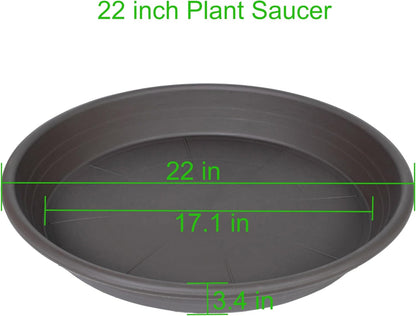 2 Pack of 22 inch Plant Saucer, Large Plant Tray, Heavy Sturdy Plant Drainage Tray for Indoors, Bird Bath Bowls, Sturdy Plastic Pot Tray for Planter 20 21"(Brown)