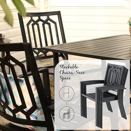 PHI VILLA Metal Outdoor Patio Bistro Set 3 Piece Dining Furniture - Black