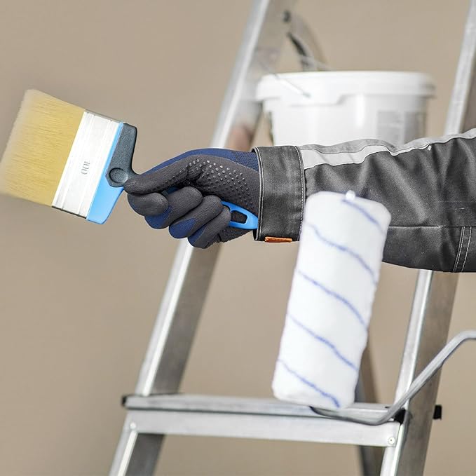 KAYGO MicroFoam Nitrile Coated Work Gloves, 12 Pairs KG19N Seamless Knit Nylon, Micro Dots for Enhanced Grip, Breathable and Durable, Ideal for Automotive, General Assembly, Painting, Blue, M