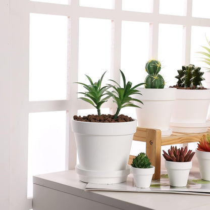 Terra Cotta Pots with Saucer- 6-Pack Large Terracotta Pot Clay Pots 5.5'' Clay Ceramic Pottery Planter Cactus Flower Pots Succulent Pot with Drainage Hole- for Plants,Crafts terra cotta planter(White)