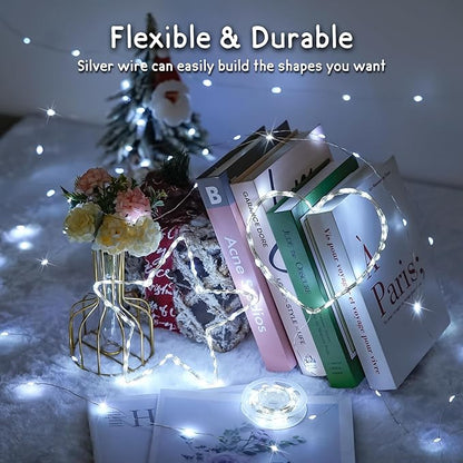 JMEXSUSS 2 Pack Solar String Lights Outdoor Waterproof, Each 33FT 100 LED Solar Christmas Lights Outdoor, 8 Modes White Fairy Light for Outside Yard Tree Patio Garden Wedding Christmas Decorations