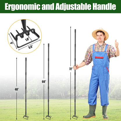 2-in-1 Garden Hoe Tool, Adjustable Length from 37 to 72inch, Ergonomic Design for Weeding and Raking, Durable and Rust-Proof Blade, Save Time and Effort
