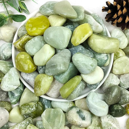 20lbs Jade River Rocks, 1-2 Inch Natural Pebbles for Indoor Plants, High Polished Decorative Stones Vase Filler Fish Tank Aquariums Landscaping Garden Outdoor and Indoor DIY