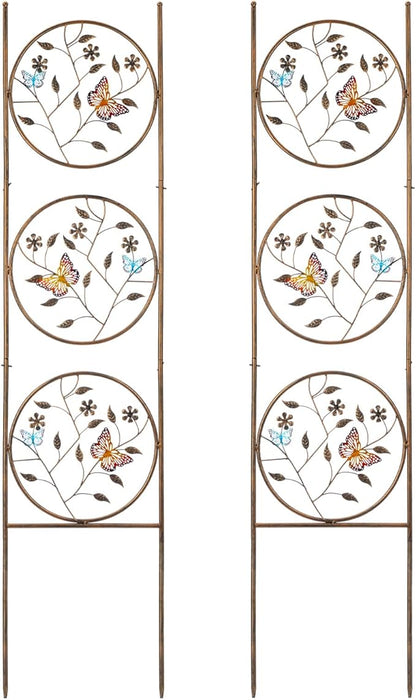 SUNNYPARK Set of 2 Butterfly Metal Garden Trellis for Climbing Plants, Decorative Vegetables Flowers Vine Trellis for Outdoor Patio 55'' H x 12.4'' W