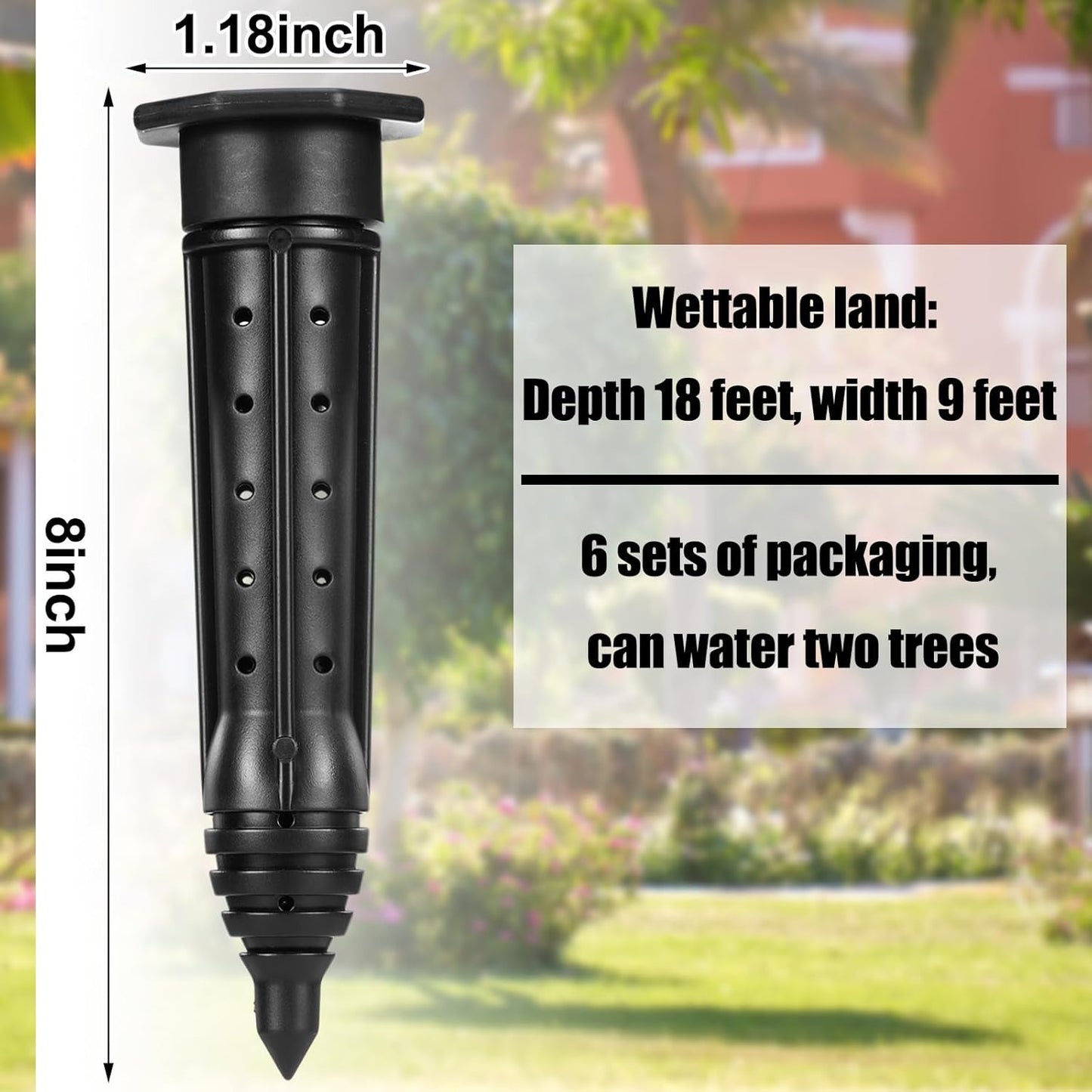 6 Pack Garden Watering Stake Large UV-Protected ABS Plastic Deep Root Irrigation Spike for Trees, Shrubs, Bushes, Shrubs, Flowers, Fruits, Vegetables, Potted Plants (8 Inch)