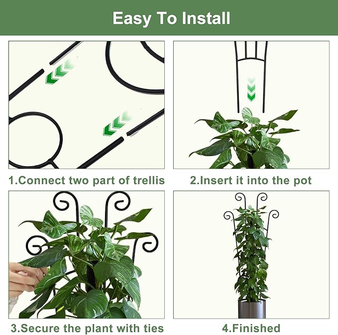 32.6in Monstera Plant Support Stakes for Indoor Plants, Metal Garden Plant Trellis for Climbing Plants, Pothos Vine Snake Climber Support，2p