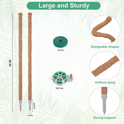 2 Pack Moss Pole, 40 Inch Monstera Plant Support, Moss Poles for Climbing Plants Indoor DIY, Coco Coir Plant Pole Moss Plant Stick Support Stake Kit for Potted Plants, Pothos, Philodendron
