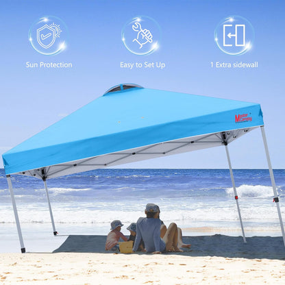 MASTERCANOPY Durable Pop-up Canopy Tent with 1 Sidewall (10'x10',Sky Blue)