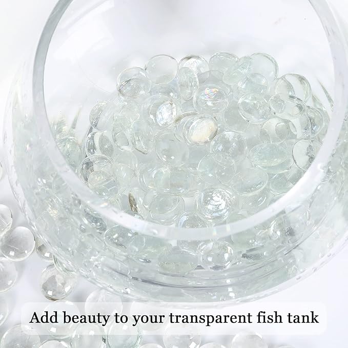11LB Clear Flat Glass Marbles for Vase Filler, Aquariums, Hydroponics, Fire Pit & Home Decor