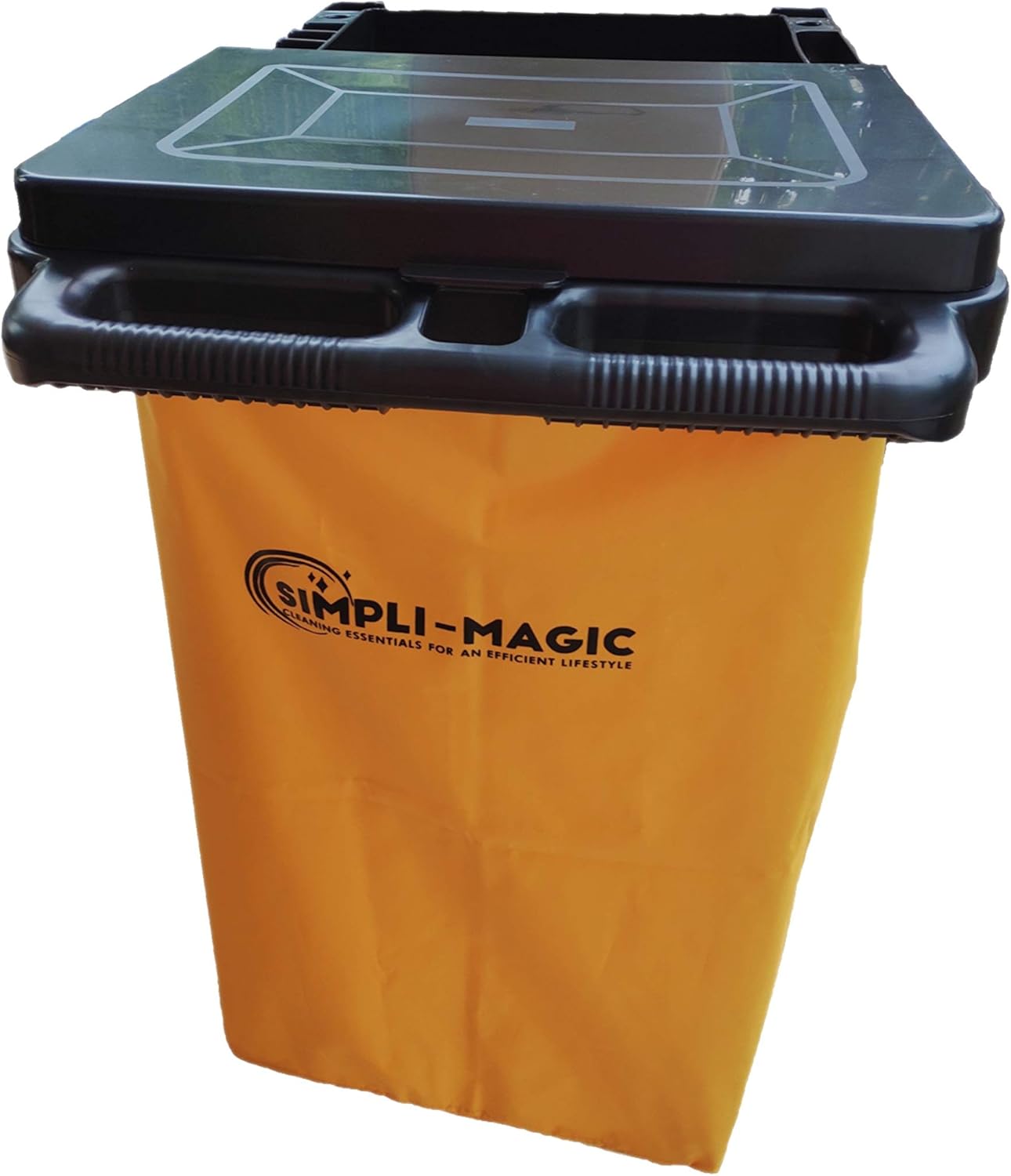 SIMPLI-MAGIC Janitorial Cart, 330 lbs Capacity – 3-Shelf Commercial Housekeeping Cleaning Cart on Wheels, 25 Gallon Bag with Lid – Stable, Smooth Movement