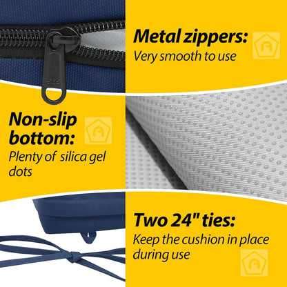 AAAAAcessories Outdoor Seat Cushions for Chairs, Waterproof, Fade-Resistant Patio Furniture Replacement Cushions, 21" x 21" x 4", Set of 2, Navy Blue